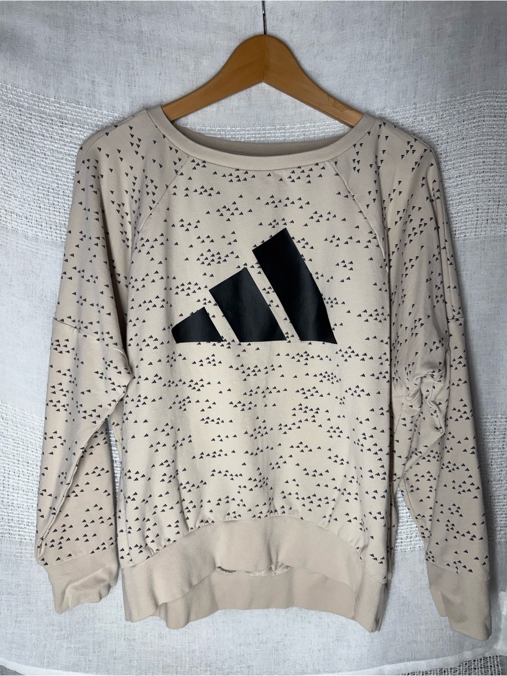 adidas Beige Crewneck Sweatshirt with Black Logo